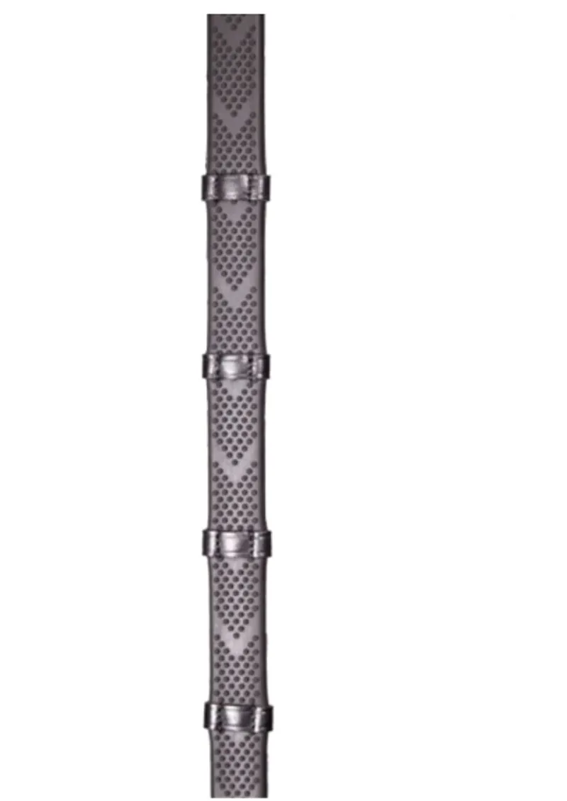Henry James V-Grip Hybrid Rubber Reins with Leather Stoppers Black
